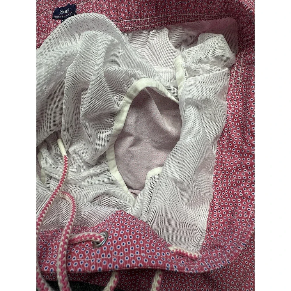 johnnie-O Swim Trunks Mens 2XL Pink Mesh‎ Lined Drawstring Elastic 8in Inseam